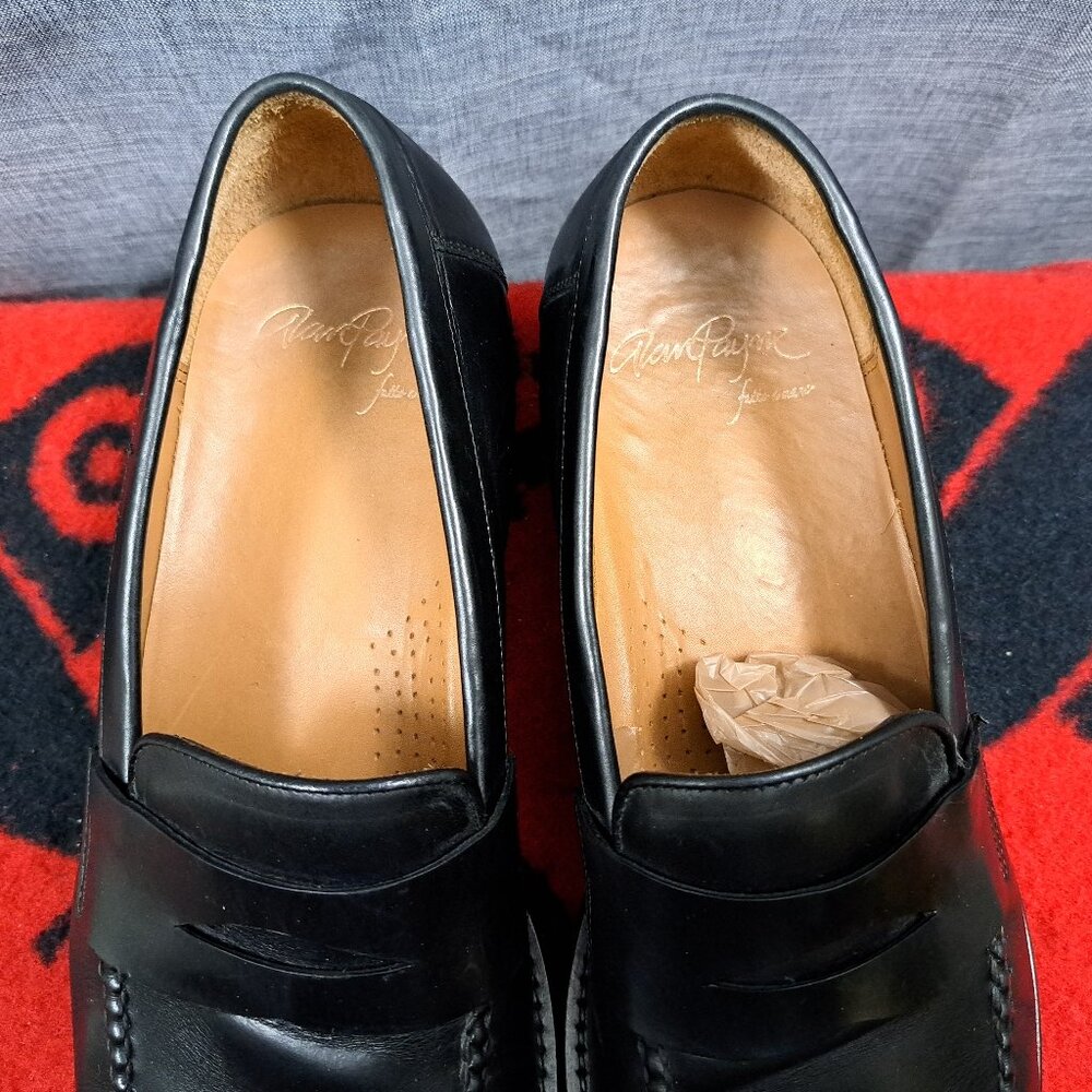 %Size 10 Alan Payne Black Leather Dress Penny Loafers Men's Shoes / D5 - Picture 12 of 13